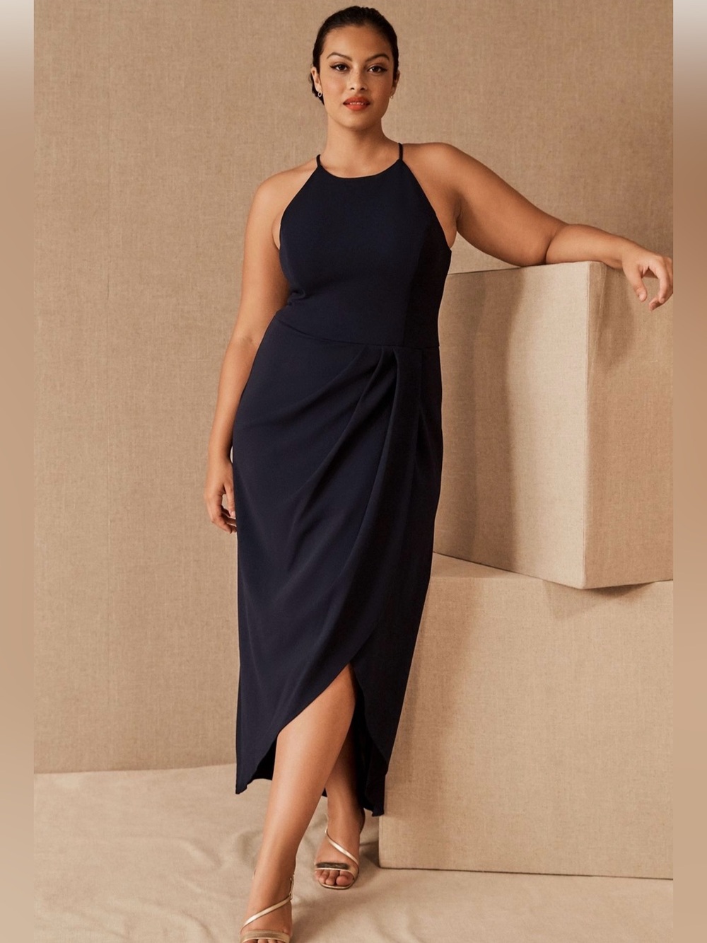 NWT | BHLDN | Marceau Tulip Hem Dress | Navy Blue | Size 14
